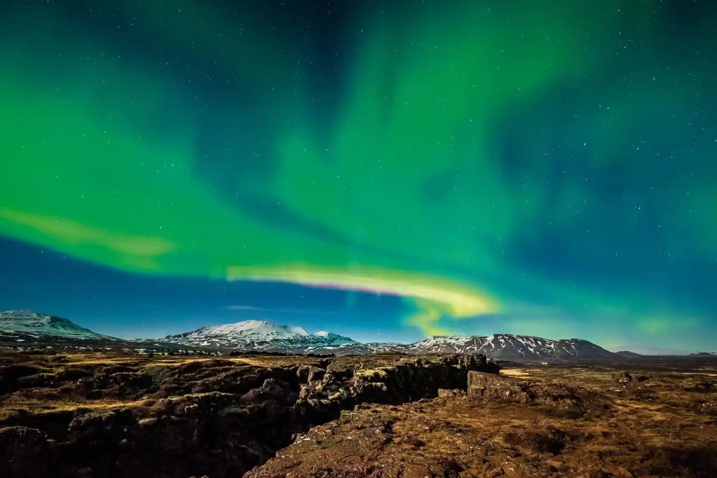 Nordlichter & heiße Quellen Landschaft