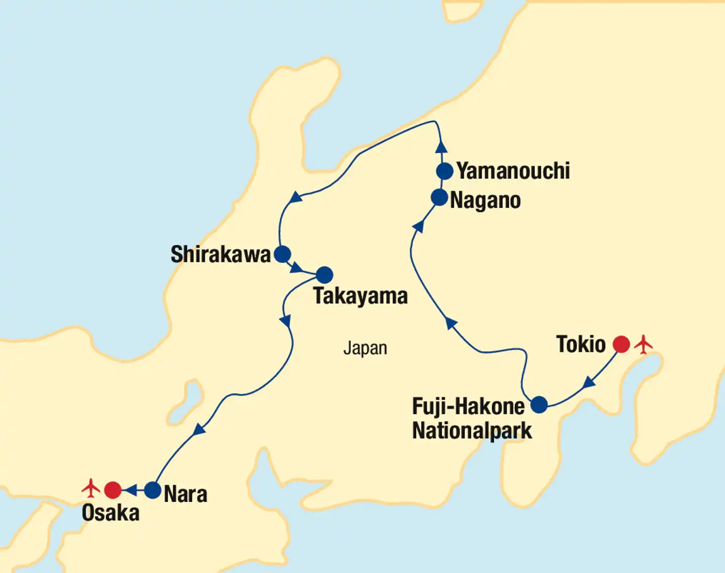 Japan Rundreise Landkarte
