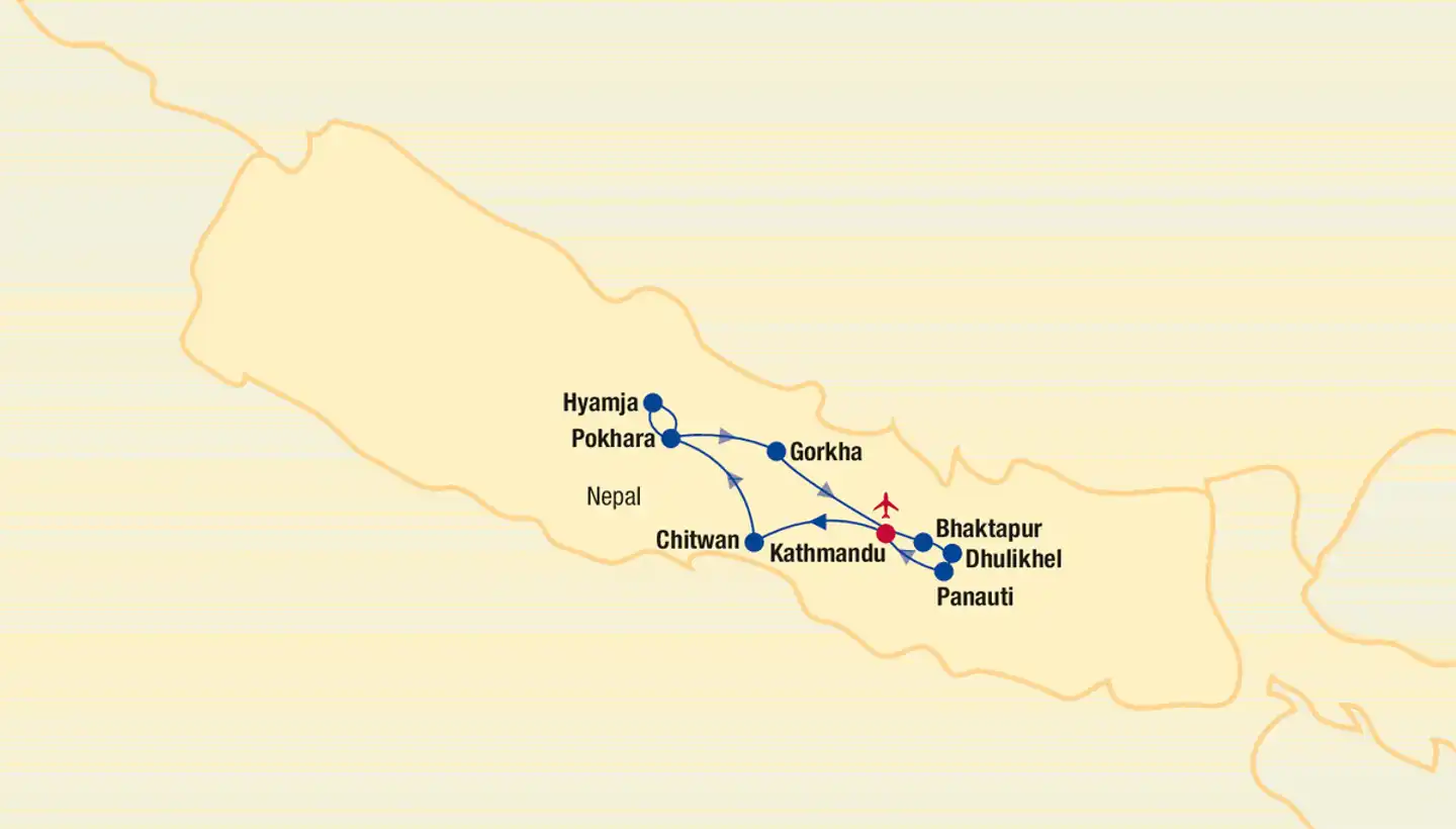 Nepal Rundreise Landkarte